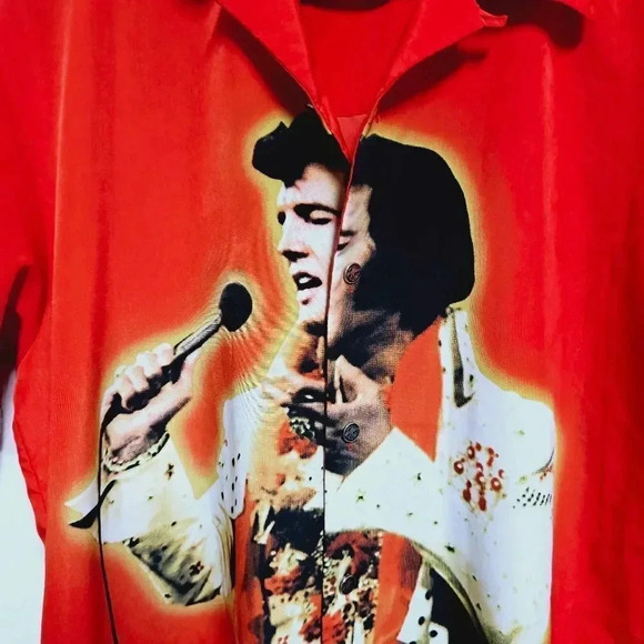 Elvis Presley vintage rare button front Hawaiian photo shirt Large - Picture 6 of 11